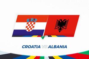 Kroatië vs Albanië in Amerikaans voetbal wedstrijd, groep b. versus icoon Aan Amerikaans voetbal achtergrond. vector
