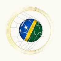 Solomon eilanden scoren doel, abstract Amerikaans voetbal symbool met illustratie van Solomon eilanden bal in voetbal netto. vector
