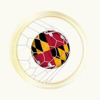 Maryland scoren doel, abstract Amerikaans voetbal symbool met illustratie van Maryland bal in voetbal netto. vector