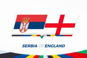 Servië vs Engeland in Amerikaans voetbal wedstrijd, groep c. versus icoon Aan Amerikaans voetbal achtergrond. vector