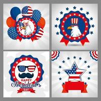 adelaar bril snor en ster van de vs happy presidents day vector design