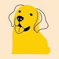 geel, luxe hond, pup. avatar, insigne, poster, logo Sjablonen, afdrukken. illustratie in vlak tekenfilm stijl vector