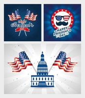 capitol vlaggen bril en snor van usa happy presidents day vector design