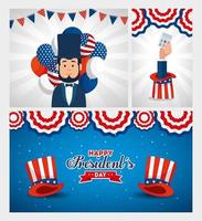 man cartoon van usa happy presidents day vector design