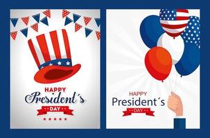 ballonnen en hoed van usa happy presidents day vector design