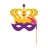 geïsoleerd mardi gras masker en kroon vector design