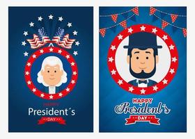 mannen avatars tekenfilms van usa happy presidents day vector design