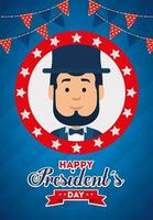 man avatar cartoon van usa happy presidents day vector design