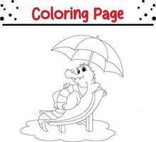 schattig baby krokodil zittend zonnen kleur boek bladzijde voor kinderen. vector