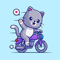 schattig kat rijden motorfiets tekenfilm vector