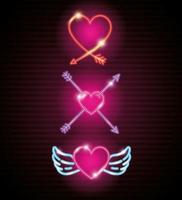 set van valentijn iconen in neon licht vector