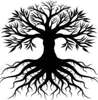 silhouet van een boom met wortels vector