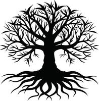 silhouet van een boom met wortels vector