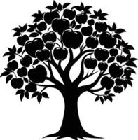 zwart appel boom silhouet Aan wit achtergrond vector