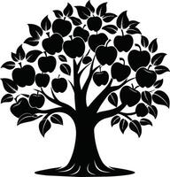 zwart appel boom silhouet Aan wit achtergrond vector