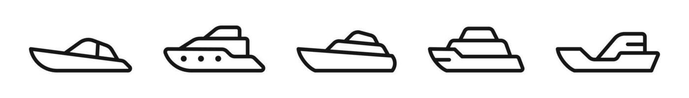 water vervoer symbolen verzameling. schip, boot en marinier silhouetten. boot pictogrammen. schip icoon set. eps 10 vector
