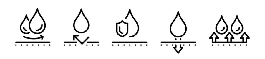 water bescherming icoon set. water bewijs pictogrammen. verzameling van water bestendig tekens. eps 10 vector