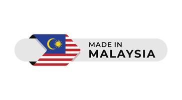gemaakt in Maleisië etiket met pijl vlag icoon en ronde kader. voor logo, label, insigne, zegel, label, teken, zegel, symbool, insigne, stempel, sticker, embleem, banier, ontwerp vector