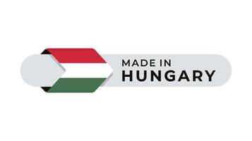 gemaakt in Hongarije etiket met pijl vlag icoon en ronde kader. voor logo, label, insigne, zegel, label, teken, zegel, symbool, insigne, stempel, sticker, embleem, banier, ontwerp vector