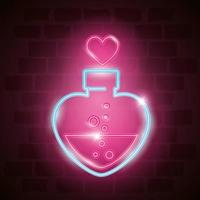 fles met hart gevormd in neonlicht, valentijn dag vector
