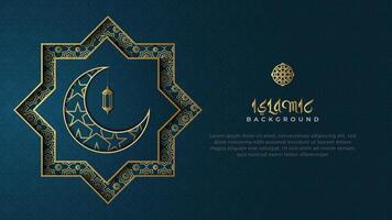 donker blauw Islamitisch achtergrond met maan ornament vector
