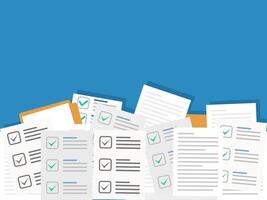 checklist en papieren Aan blauw achtergrond vector