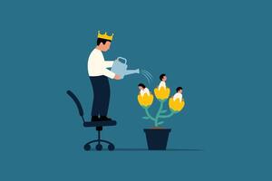 organisatorisch groei. knecht leiderschap, menselijk middelen beheer voor carrière groei. manager gieter groeit boom met medewerkers. vector