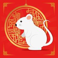 gelukkig nieuwjaar chinees met rat en decoratie vector