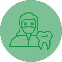 vrouw tandarts groen lijn cirkel icoon ontwerp vector