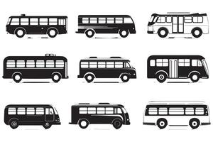 reeks van bus zwart silhouet vector