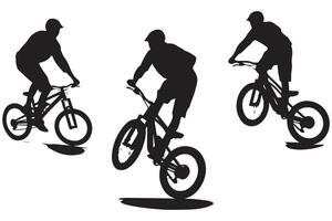 fietser jumping silhouet reeks vector