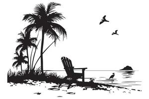 strand zwart en wit geïsoleerd icoon illustratie vector