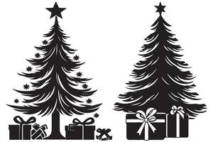 Kerstmis boom silhouet met cadeaus vector