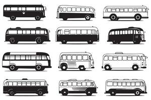 reeks van bus zwart silhouet vector