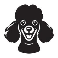 poedel hond logo - een geamuseerd poedel hond gezicht illustratie in zwart en wit vector