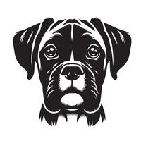 bokser hond - een bokser hond aanbiddend gezicht illustratie in zwart en wit vector