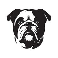 illustratie van een plechtig bulldog gezicht in zwart en wit vector