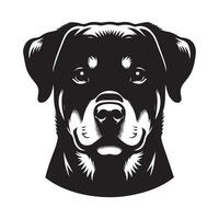 rottweiler hond logo - een liefhebbend rottweiler hond gezicht illustratie in zwart en wit vector