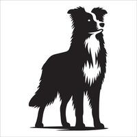 Australisch herder - een Australisch herder hond staand illustratie in zwart en wit vector