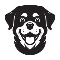 rottweiler hond logo - een gelukkig rottweiler hond gezicht illustratie in zwart en wit vector