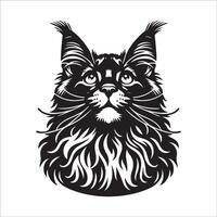kat - optimistisch Maine wasbeer kat gezicht illustratie logo concept ontwerp vector