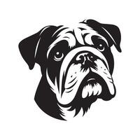 hond silhouet - een nieuwsgierig bulldog gezicht illustratie Aan een wit achtergrond vector