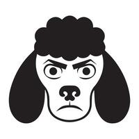 poedel hond logo - een boos poedel hond gezicht illustratie in zwart en wit vector