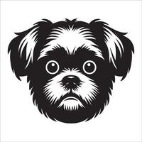 printhond logo - een shih tzu hond verward gezicht illustratie in zwart en wit vector