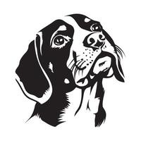 brak hond - een hoopvol brak hond gezicht illustratie in zwart en wit vector