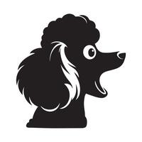 poedel hond - een verrast poedel hond gezicht illustratie in zwart en wit vector
