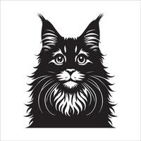 kat clip art - nieuwsgierig Maine wasbeer kat gezicht illustratie Aan een wit vector