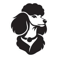 poedel hond logo - een zelfverzekerd poedel hond gezicht illustratie in zwart en wit vector