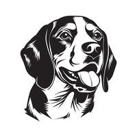 brak hond logo - een brak hond gezicht illustratie in zwart en wit vector