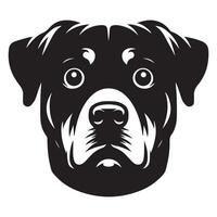 rottweiler hond logo - een angstig rottweiler hond gezicht illustratie in zwart en wit vector